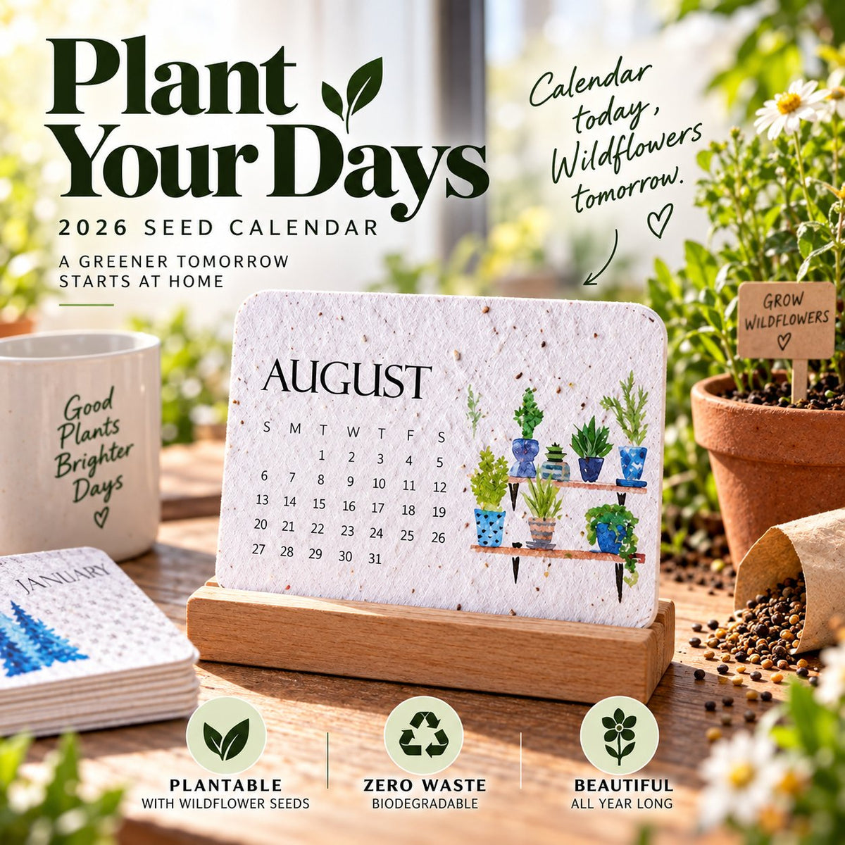 🌱 2027 Plantable Seed Paper Calendar — Use It, Then Grow It